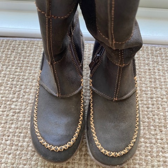 EL NATURALISTA tall leather boots US 6-6.6 (37 EU) dark brown decorative fringe - Picture 2 of 16